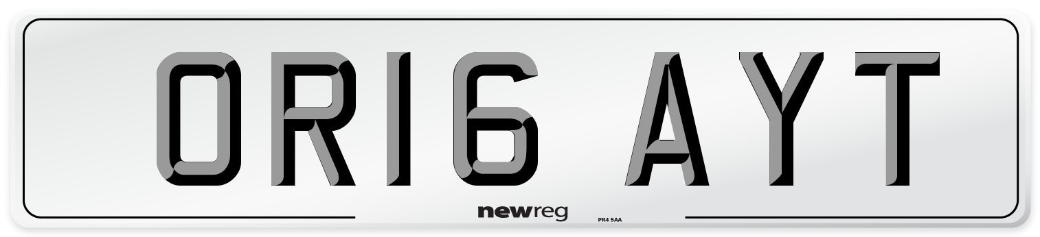 OR16 AYT Number Plate from New Reg